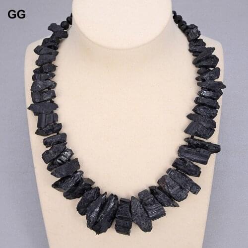 18" Natural Black Tourmaline Rough Raw Top Drilled Necklace