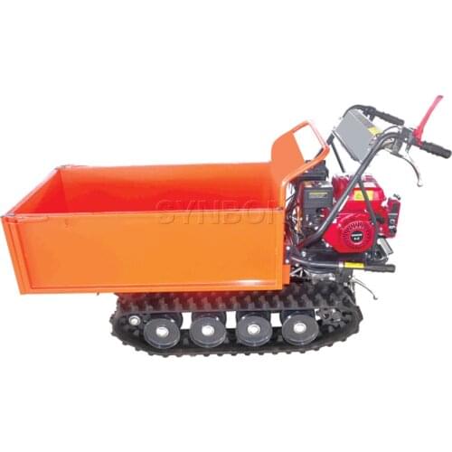 CE Crawler Dump truck Telescopic Carriage Mini transporter Electric Start Gasoline Trolley 500kg