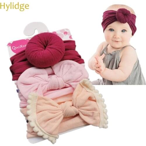 Hylidge 3 Pieces Baby Big Bow Headband Lot Kids Dount Baby Headband Bow Infatil Enfant Toddler Hair Band Baby Hair Accessories