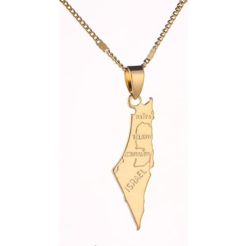 Israel Map Pendant West Bank Pendant Necklaces Women Men Map of Israel Necklaces Jewelry