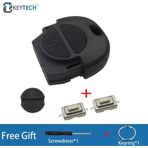 OkeyTech 2 Buttons Remote Key Shell For Nissan Micra Almera Primera X-Trail Replacement Key Cover Case With 2PCS Switches