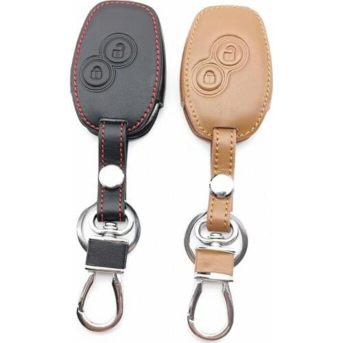 Leather Case Cover Car Key For Renault Dacia Logan Sandero Clio Kangoo Master Trafic 3 Buttons Remote Protect Shell