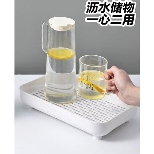 Kitchen Items Double Cutlery Organizer Drain Food Storage Tray Bathroom Storage Shelf Plastic Cake Stand Tray