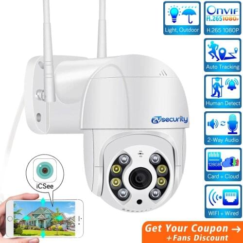 H.265 1080P Onvif Wifi Auto Tracking PTZ Camera Outdooor Cloud AI Human Detection Dual Light Wireless Speed Dome Camera IP CCTV
