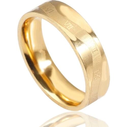 Fashion 2020 Gold Roman numerals ring jewelry for Women men Stainless Steel Wedding Band Engagement Ring