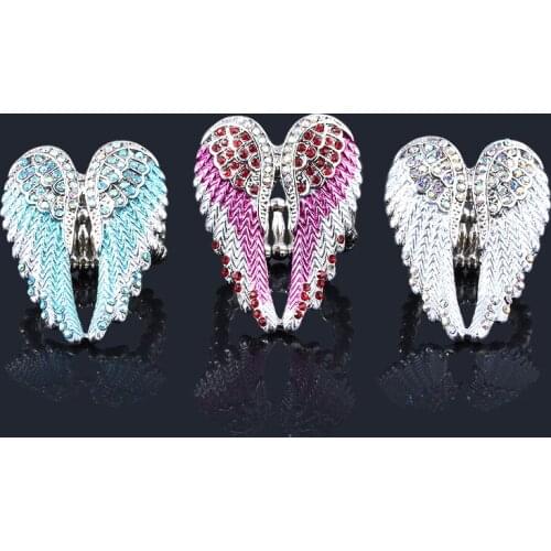 Fashion Angel Wings Crystal Rings For Women Wedding Party Charm Retro Stretch Ring High Quality Jewelry