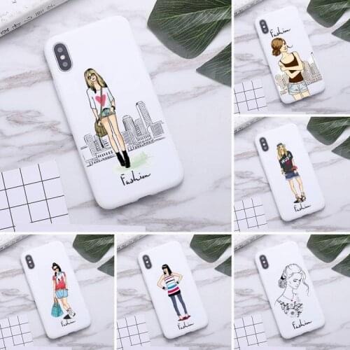 Parisian fashion girls Phone Case for iPhone 12 mini 11 Pro Max X XR XS 8 7 6s Plus Candy white Silicone Cases