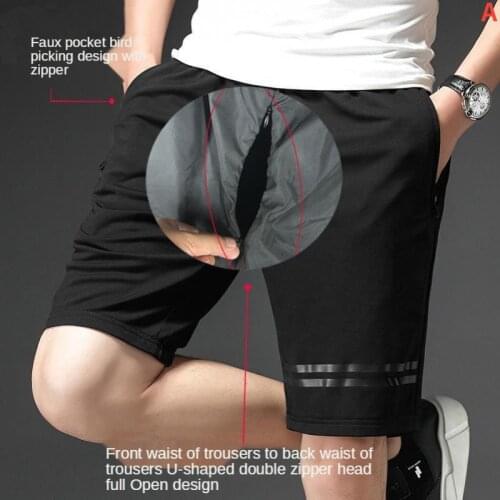 Wild Husband Mens Shorts Sex Open Pants Love Outdoor Stealth Zipper Full Open Thin Passion Dating Crotch Pants Open Pants