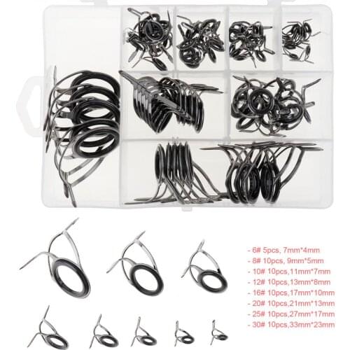75pcs Fishing Casting Spinning Rod Guide Set Stainless Steel and Ceramic Guide Hole Over Wire Loops Suit