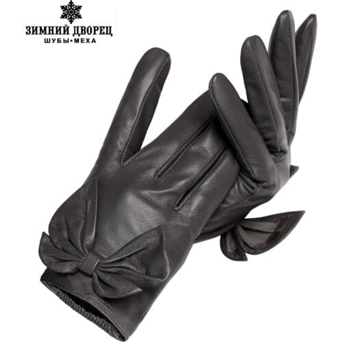 New Fashion Short leather gloves ,Genuine Leather,Adult,Fall short paragraph gloves,gray bow fashion womens gloves