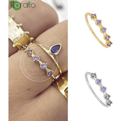 Wedding Ring Customized Brass/24k Gold-Plated CZ Exquisite Amethyst Bohemian Finger Jewelry Women High Quality Ring Accessories