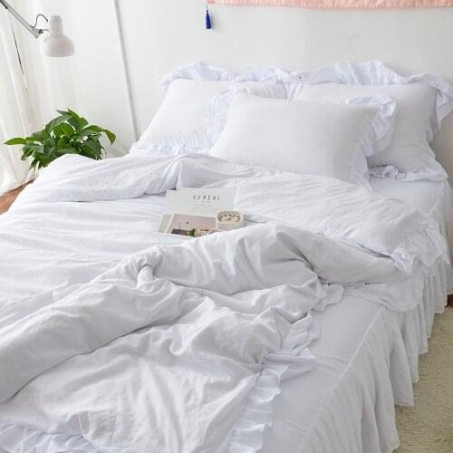 Cilected Nordic Ins Solid Color Washed Quilt Cover Home Decoration Soft Breathable Quilt Cover Single Double Quilt Cover