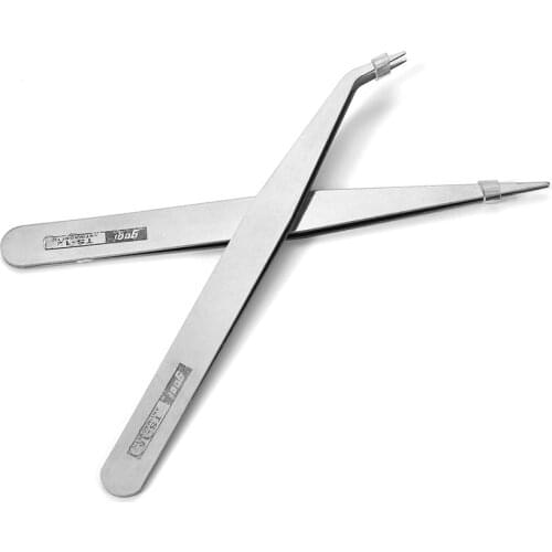 2pcs Excellent Quality Anti-Static Bend Tweezers Long nose Cross Tweezers for intersperse Beads Jewerly Sewing Accessories Tools