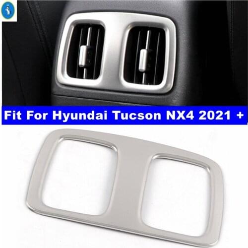 Silver Interior Refit Kit Armrest Box Rear Air Conditioning AC Vent Outlet Frame Cover Trim Fit For Hyundai Tucson NX4 2021 2022