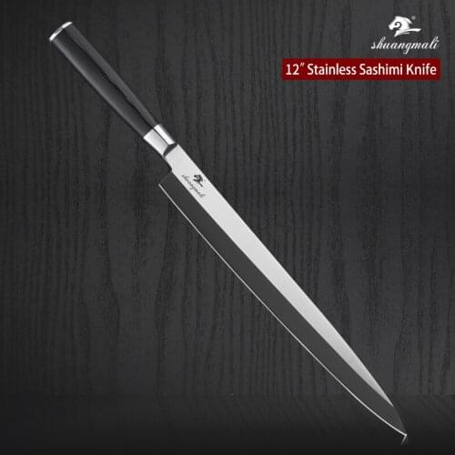 Shuangmali 12 Inch Slicing Fish Chef Salmon Knife 5Cr15MoV Stainless Steel Japanese Kitchen Filleting Knives With Micarta Handle
