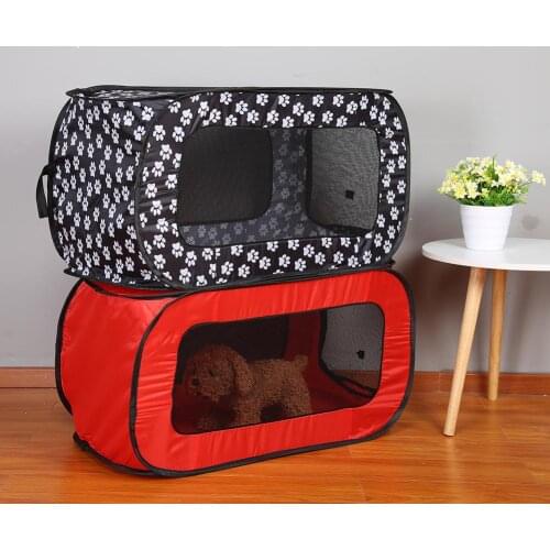 Portable Pet Tent Fence Playpen Folding Rectangular Bearing Shock Soft Not Hard Dog House Cage Puppy Kennel Black/Red 87x47x47cm