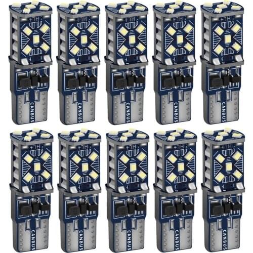10PCS T10 W5W WY5W Super Bright LED Bulbs Car Parking Lights Auto Wedge Interior Reading Dome Lamp White Red Yellow Crystal Blue