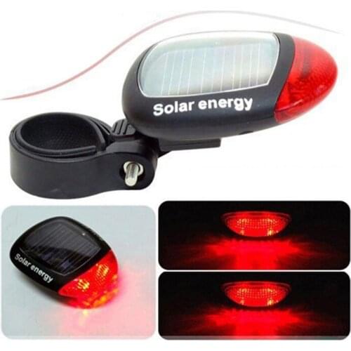 Solar Power LED Bicycle Lights Waterproof Bike Taillights Laser Safety Warning Cycling Lights Bikes Tail Light Bike Accessories