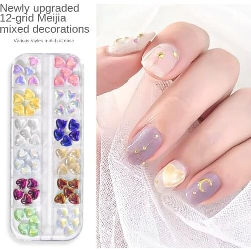 Nail Ornament Love Heart Rhinestone Jewelry Manicure Jewelry Peach Heart Style Colorful Laser Aurora Glass Drill Nail Decals