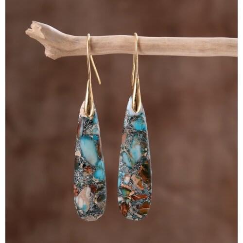 Vintage Imperial Stones Earrings Hook Women Statement Jewelry