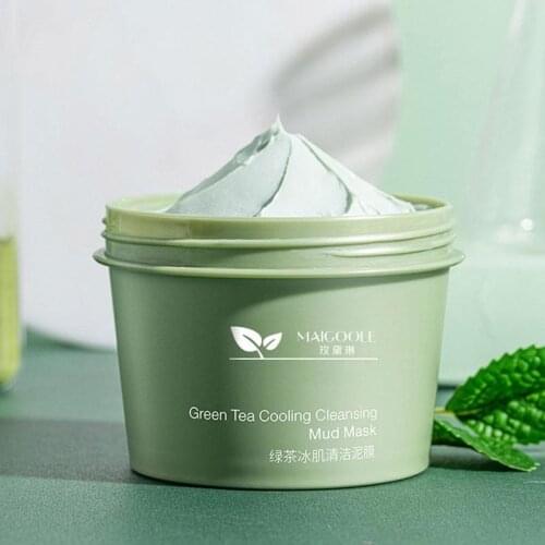 Green Tea Cooling Deep Cleansing Mud Mask Oil Control Moisturizing Ance Treatment Mud Cream Remove Blackhead Mask Skin Care 100g