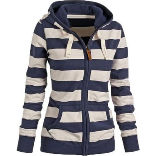 2021 Womens Casual Fashion Striped Long Sleeve Hooded Hoodie for Spring Autumn Winter Pullover Top for Sports Outdoor Activities