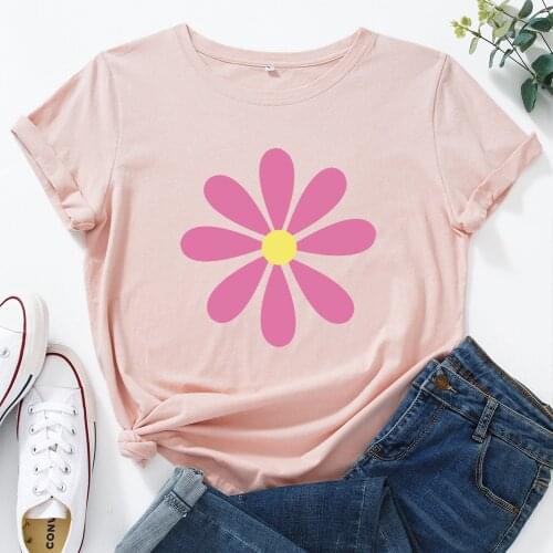 Flower T-shirts Women 2021 Summer Printing Casual Short Sleeve Harajuku Female Clothes Harajuku Tops TX6003
