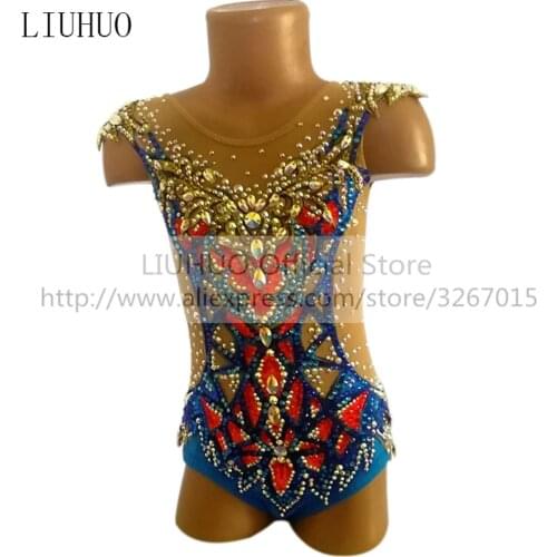 LIUHUO Womens Girls' performance Rhythmic gymnastics competition Leotard Artistic Costume Ice Skating Dress Dance Sleeveless