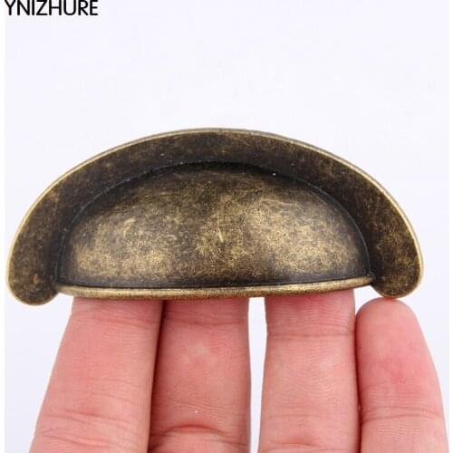 10pcs 79*33mm Direct Selling New Alloy Shell Handles Antique Cabinet Drawer Medicine Semicircle Bronze Handle Kitchen