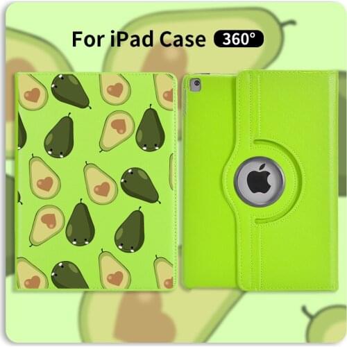 360 Degrees Rotating PU Leather Flip Cover Case Avocado For iPad 7th Generation Case Stand Cases Smart Tablet For iPad Mini Air2