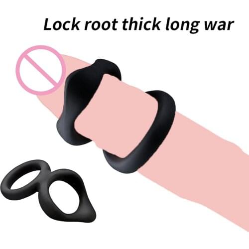 Double Penis Ring Silicone Reusable Cock Rings Condoms Delay Ejaculation Sex Toys for Men Scrotal Binding Cockring Male Toys