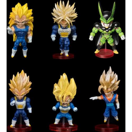 Dragon Ball Q Version Action Figure Super Saiyan Goku Tranks Vegeta Gohan Cell Anime Figurine Boxed Model PVC Toys
