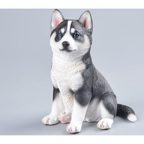 Koteta High Quality Resin Animal Dog Action Figures Simulation Husky Doll Home Car Decor Model Toys Kids Christmas Birthday Gift