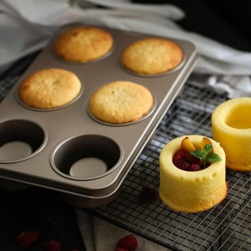 6 Holes Cup Shape Cake Mold Pan Non-Stick Carbon Steel Pastry Maker Loaf Dessert Dinner Bowls Creative Mini Muffins Baking Tools