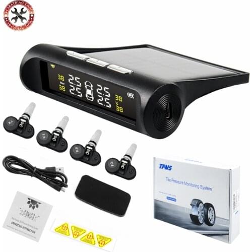 HOT!!Solar Power Smart Car Tyre Pressure Monitoring System Digital Display Auto Security Alarm Systems Real-time monitoring tire