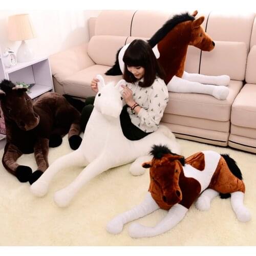 90*50cm 2 Colors Simulation Big Horse Plush Doll Black and White Horse Stuffed Plush Toy Good Quality Large Doll for Adult