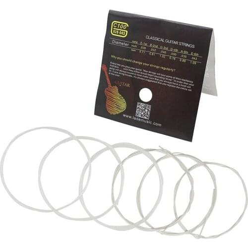 IRIN 6Pcs/Set Classical Guitar Strings Nylon Silver-Plated Copper Wound Classical Guitar Strings(.028-.043)