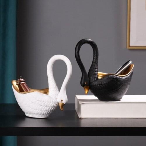 European-style Creative Resin Crafts Swan Storage Decoration Couple Swan Home Wine Cabinet Porch Decoration Decoration