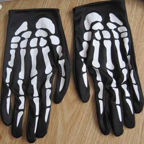 Halloween Skeleton Bone Fancy Dress Gloves Cosplay Monster Devil Corpse Costume Party Carnival Masquerade Easter gloves Black