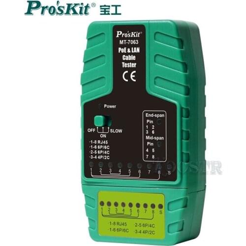 ProsKit Network 2 in 1 POE Cable Tester MT-7063 Multi-function Network Line Tester Short Circuit Break Wire Sequence Test
