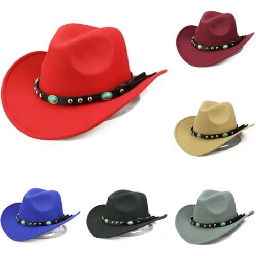 Fashion Rivet Roll Up Wide Brim Western Cowboy Cowgirl Hat Sombrero Jazz Cap