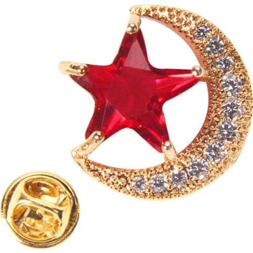 Fashion Classic Moon and Star Lapel Pins For Womens Clothing Accessories High Quality Cubic Zircon Small Brooches Jewelry