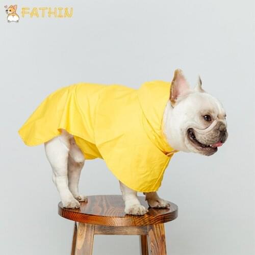 FATHIN Pet Cloak Dog Rain Coat Clothes PVC Waterproof Dog Raincoat 2 Feet Clothes with Hood for Small Medium Large Dogs