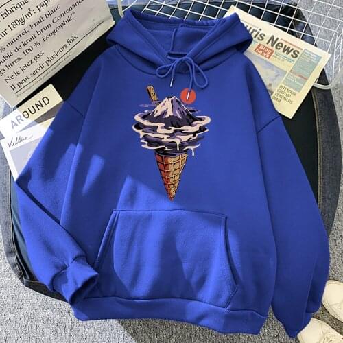 Fuji Flavor Ice Cream Printing Mens Hoodies Fashion Loose Hoodie Autumn Fleece Warm Hoody Comfortable Crewneck Clothes Female