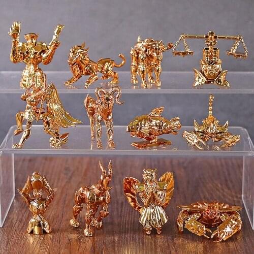 Saint Seiya The Gold Zodiac Series Mini Desktop Figures PVC Figurine Brinquedo Toys 12pcs/set