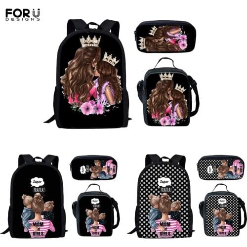 FORUDESIGNS New Trend Kids Children School Bags Super Mom With Child Print Back To School Book Supplier Teens Backpacks Set