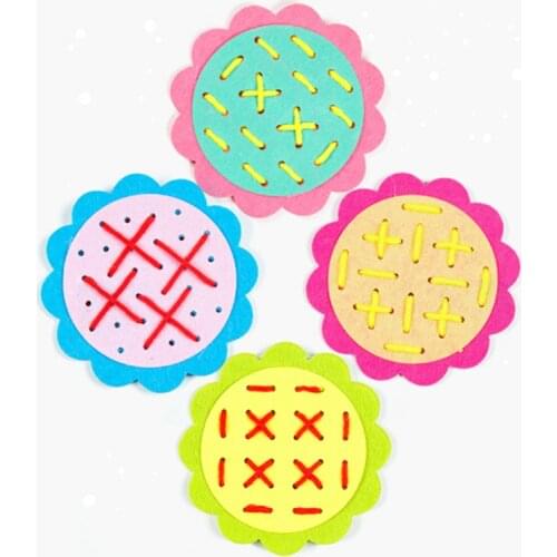 Diam Sunflower Non-woven Thread Piercing Wear Laces Teaching Aids Children Basic Survival Skills Training Toys Puzzle Games