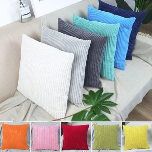 Corn Stripe Thick Corduroy Cushion Cover Solid Dyed Bright Color Velvet Ultra Soft Warm Pillow Cover Couch Decorative Pillowcase