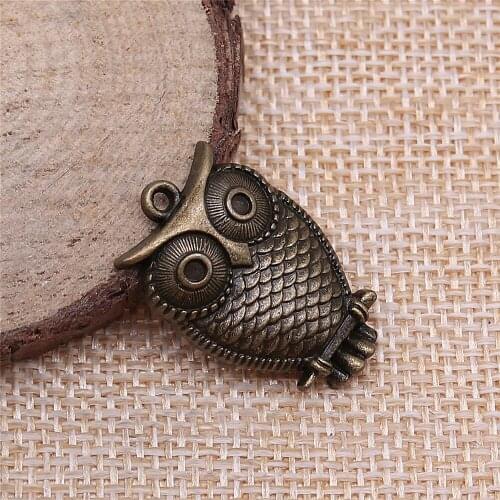 Free shipping 26pcs 28x18mm antique bronze owl charms diy retro jewelry fit Earring keychain hair card pendant accessories