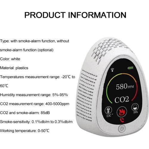 Indoor Portable CO2 Detector Thermohygrometer Home Air Detector Intelligent Air Quality Analyzer Household Air Pollution Monitor